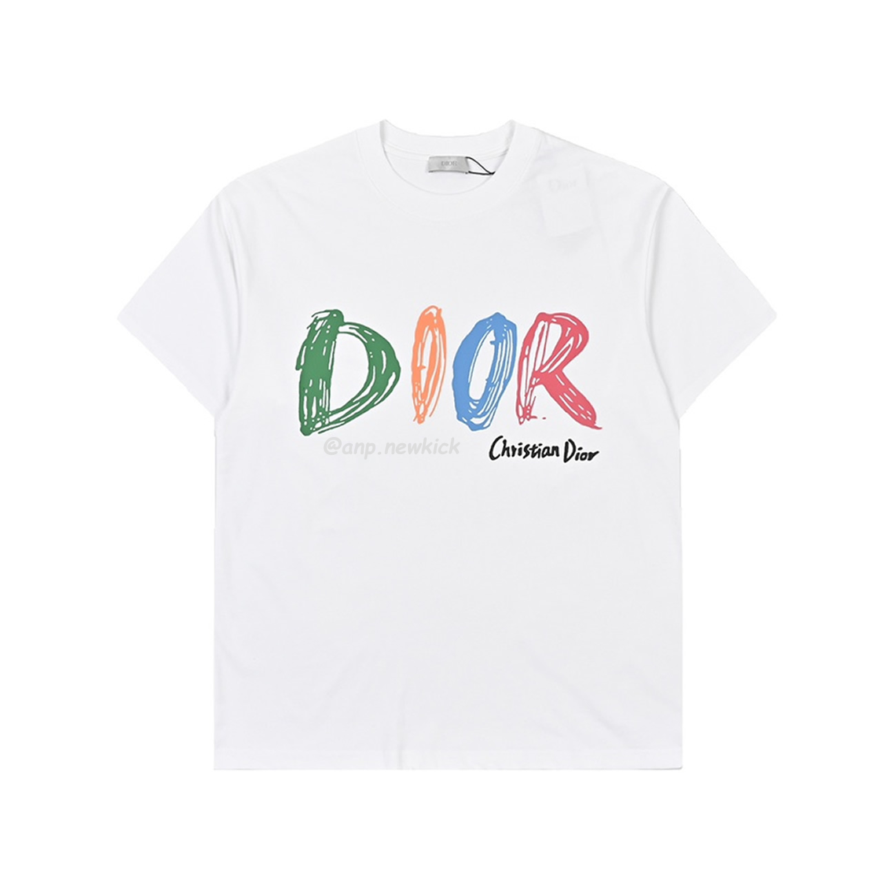 Dior Hand Drawn Logo Graffiti Inspired Short Sleeved T Shirt (4) - newkick.app